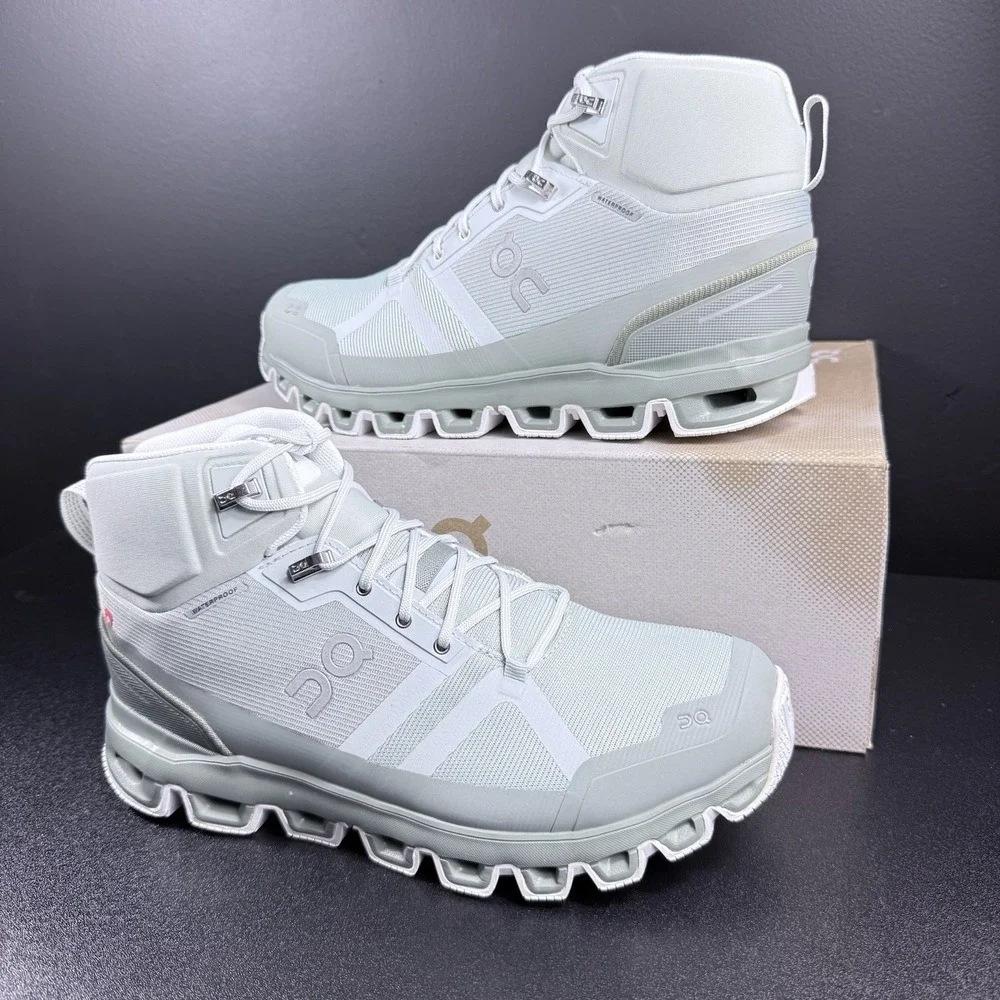 On Cloudrock Waterproof Women Mineral Kelp Hiking Boots Size 9.5 Gray 23.99046